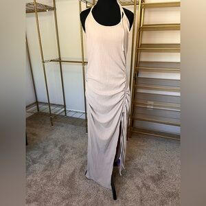 SHEIN Cream Ruched Maxi Dress